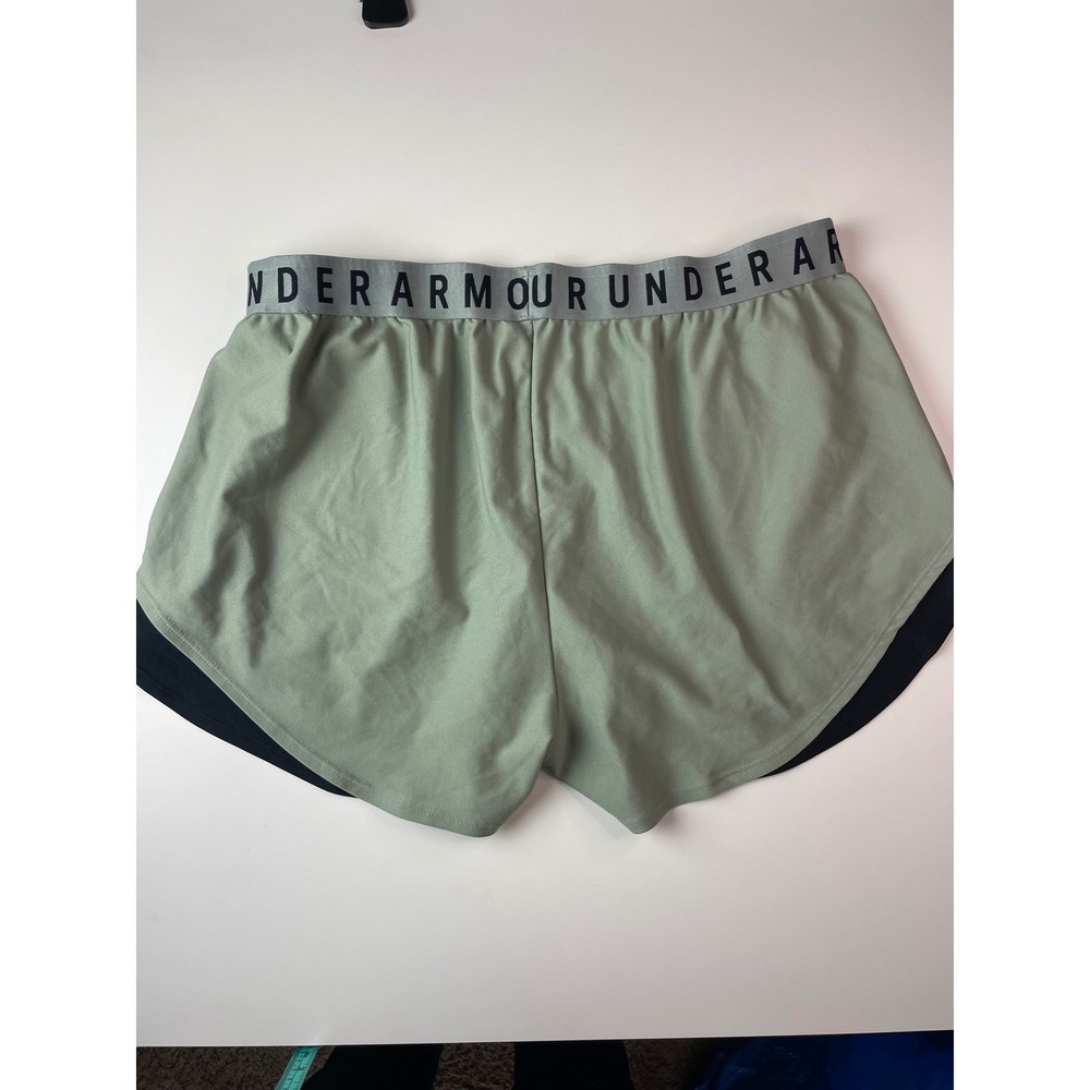 Under Armour HeatGear Shorts Womens XXL Green Black Running Athletic Training - Picture 6 of 10